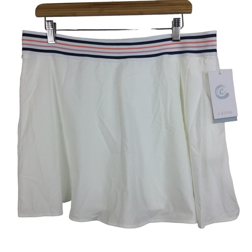 Calme Womens Endurance Tennis Skirt White Size XXL NWT